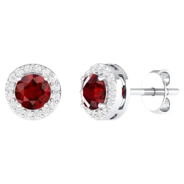Ruby Solitaire Stud Earrings in 18k Gold