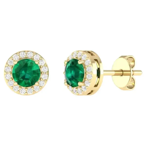 Emerald Solitaire Stud Earrings in 18k Gold