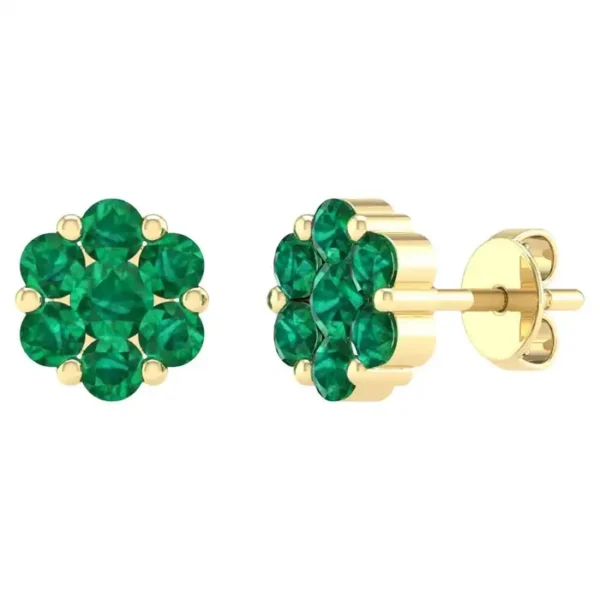 Emerald Flower Stud Earrings in 18k gold