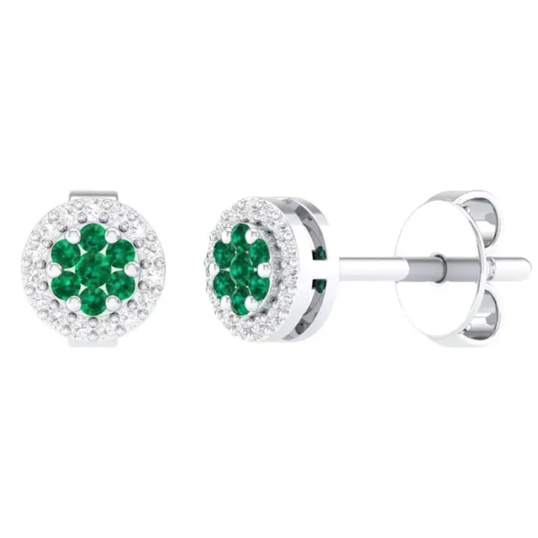 Emerald Cocktail Stud Earrings in 18K gold