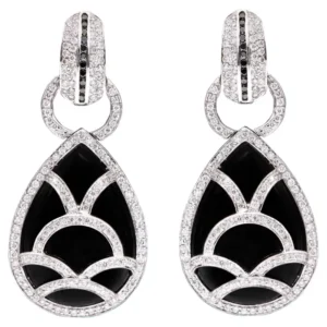 Diamond and Black Onyx Drop Earrings