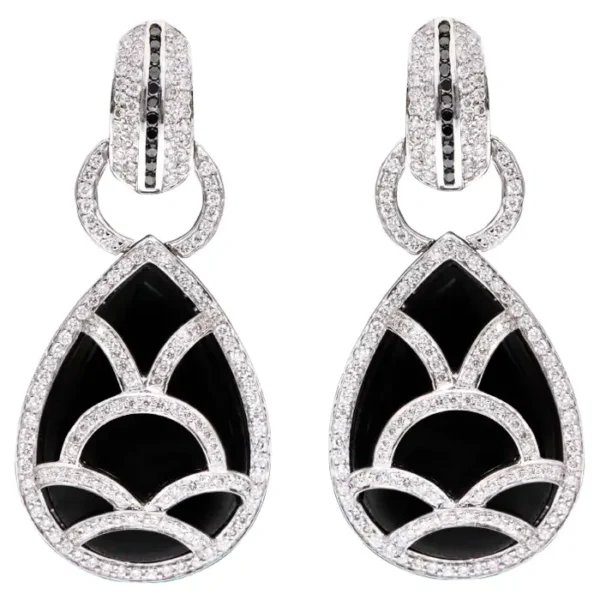 Diamond and Black Onyx Drop Earrings