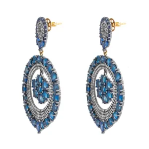 Diamond and Sapphire Modern Cocktail Earrings