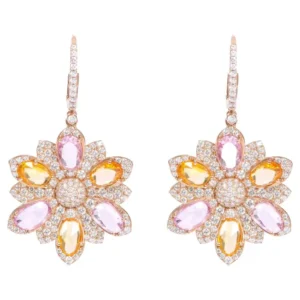 Diamond and Sapphire Flower Earrings