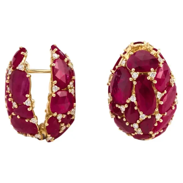 Ruby and Diamond Stud “Two-Way” Earrings