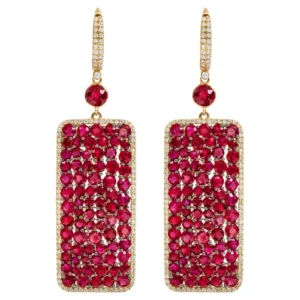 Ruby and Diamond Drop Earrings