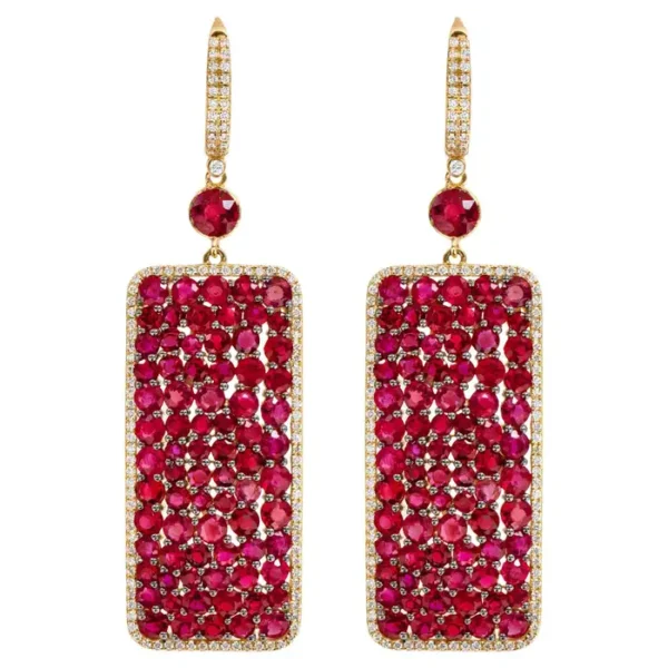 Ruby and Diamond Drop Earrings