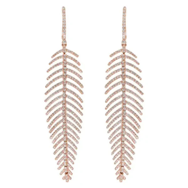Brilliant-Cut Diamond Leaf Drop Earrings