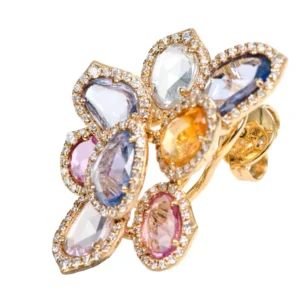 Multi-Sapphire and Diamond Cocktail Stud Earrings
