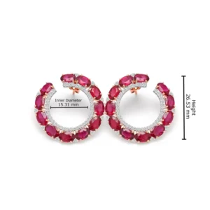 Ruby and Diamond Contemporary Hoop Earrings