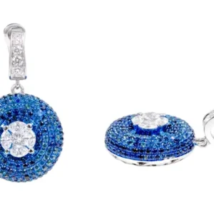 Illusion-Set" Diamond and Sapphire Drop Earrings