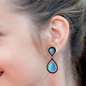 Turquoise and Diamond Dangle Earrings