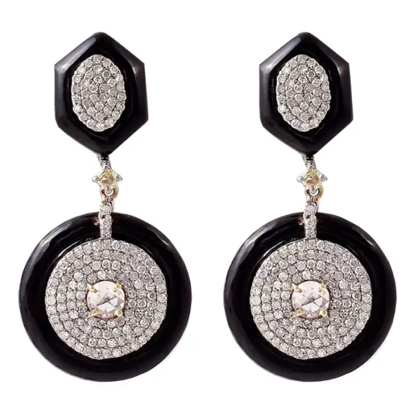 Diamond, Rose-Cut Diamond, and Black Onyx