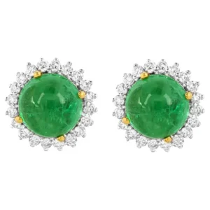 Diamond and Emerald Cocktail Stud Earrings