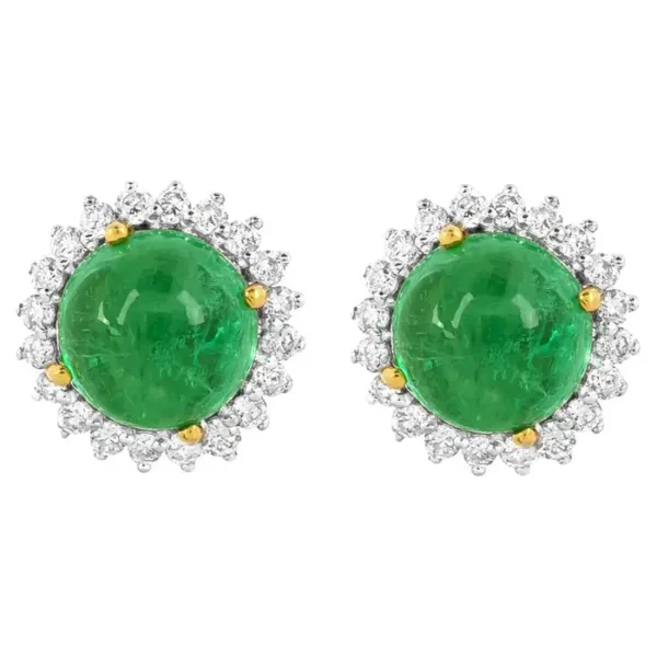 Diamond and Emerald Cocktail Stud Earrings