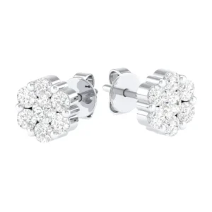 Diamond Flower Stud Earrings