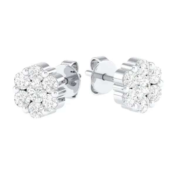 Diamond Flower Stud Earrings