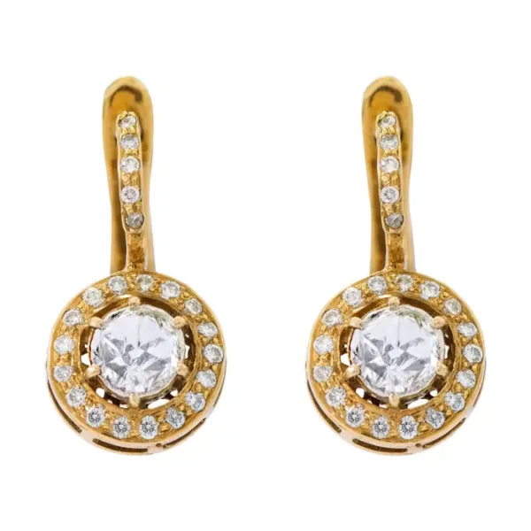 Rose-Cut Solitaire Diamond Drop Earrings