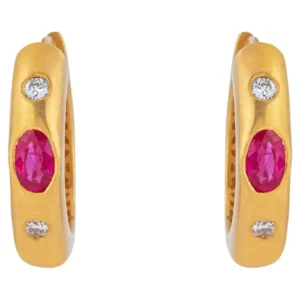 Diamond and Ruby Hoop Earrings