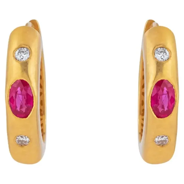 Diamond and Ruby Hoop Earrings