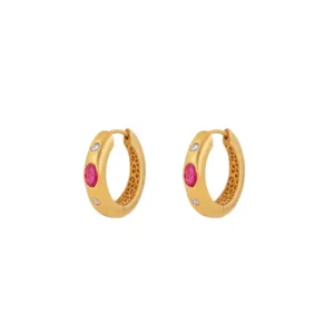Diamond and Ruby Hoop Earrings