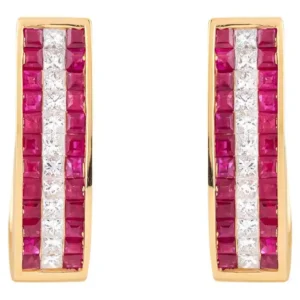 Ruby & Diamond Mini Hoop Earrings