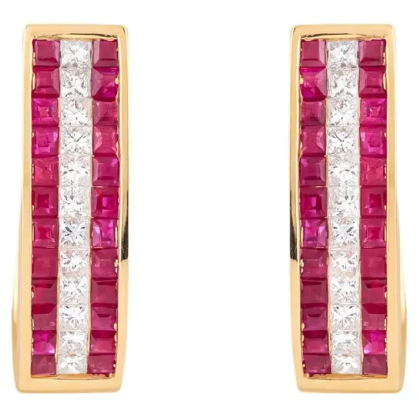 Ruby & Diamond Mini Hoop Earrings