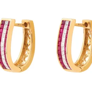 Ruby & Diamond Mini Hoop Earrings
