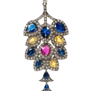 Sapphire, Diamond, and Ruby Dangle Cocktail Earrings