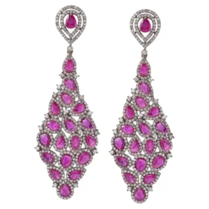 Diamond and Ruby Drop Earrings