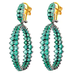 Emerald Hoop Earrings in Contemporary Style