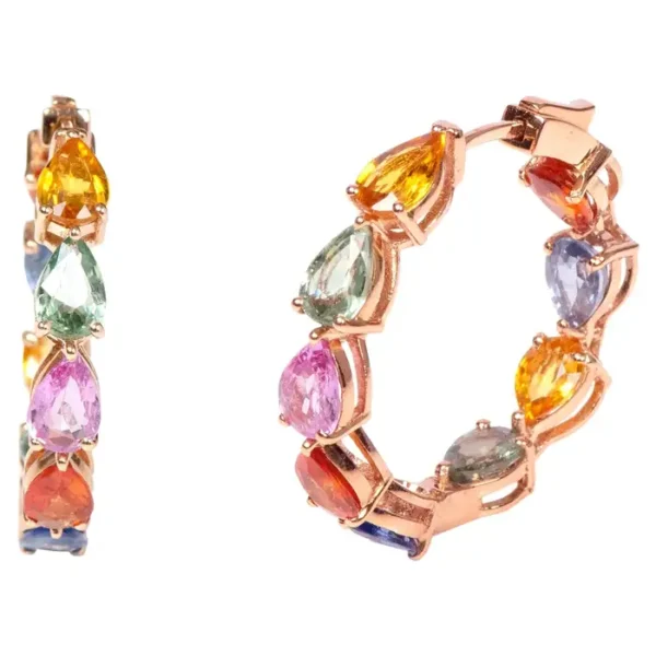 Multi-Sapphire Hoop Earrings