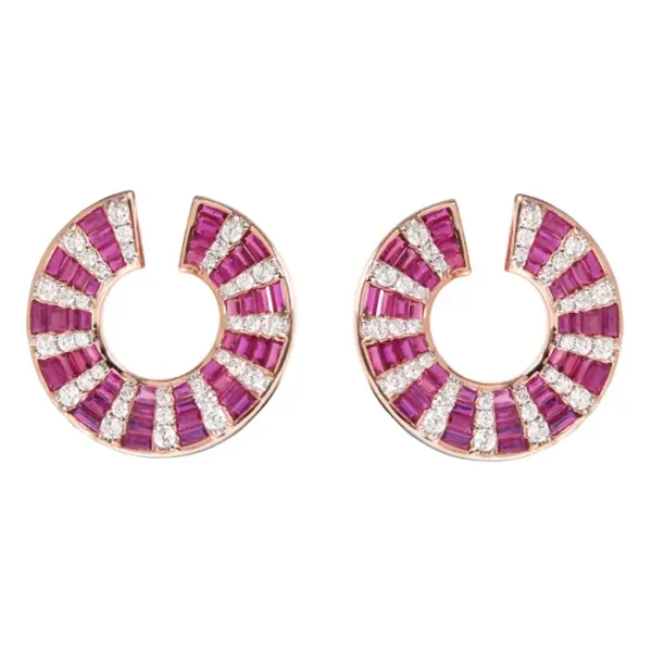 Ruby and Diamond Earrings in Contemporary Style