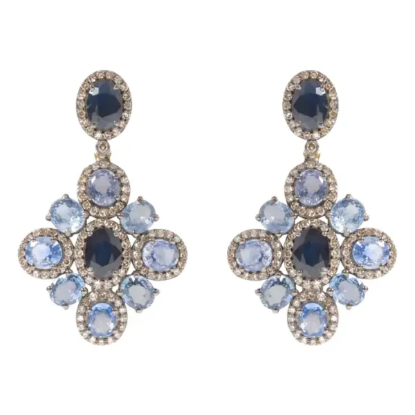 Blue Sapphire and Diamond Dangle Earrings