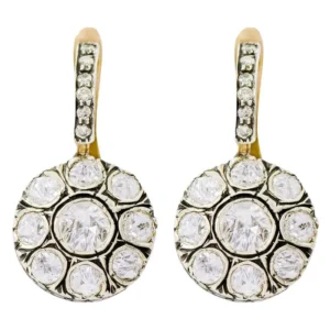 Rose-Cut Diamond Dangle Earrings in Victorian Style