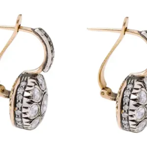 Rose-Cut Diamond Dangle Earrings in Victorian Style