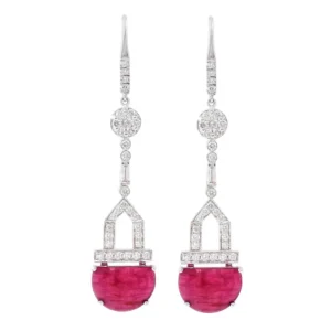 Ruby and Diamond Unique-Cut Drop Earrings