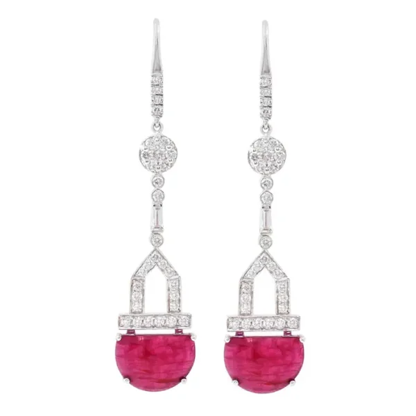 Ruby and Diamond Drop Earrings
