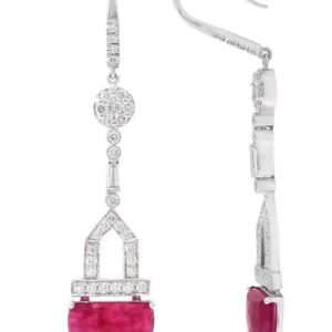 Ruby and Diamond Unique-Cut Drop Earrings