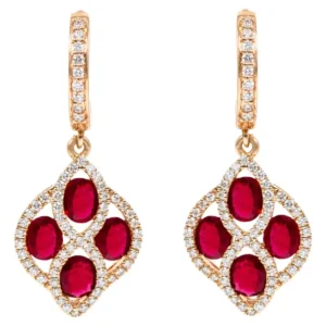 Ruby and Diamond Dangle Earrings