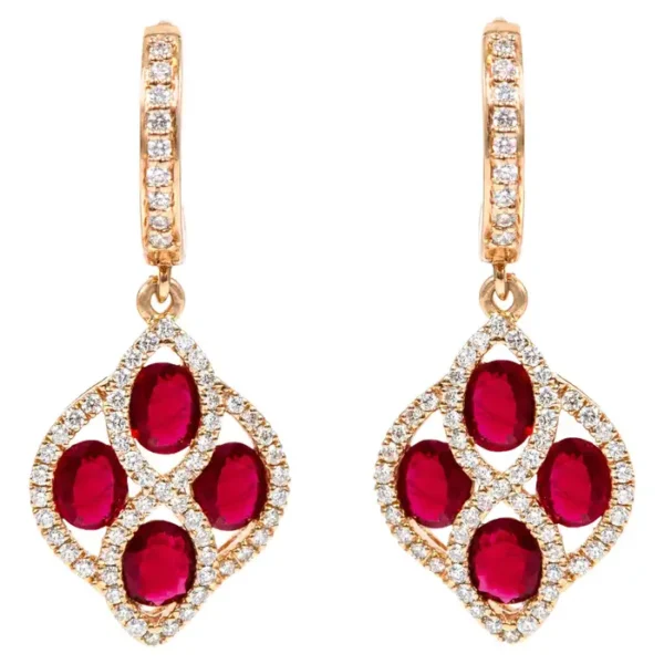 Ruby and Diamond Dangle Earrings