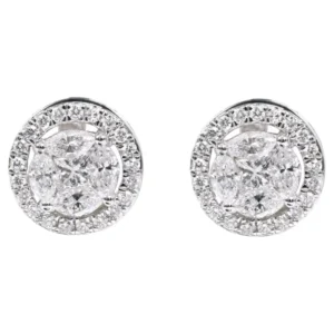 Diamond Cluster "Invisible-Setting" Stud Earrings