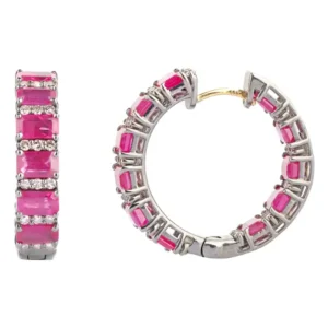 Diamond and Ruby Hoop Earrings