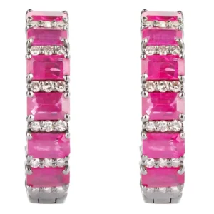 Diamond and Ruby Hoop Earrings