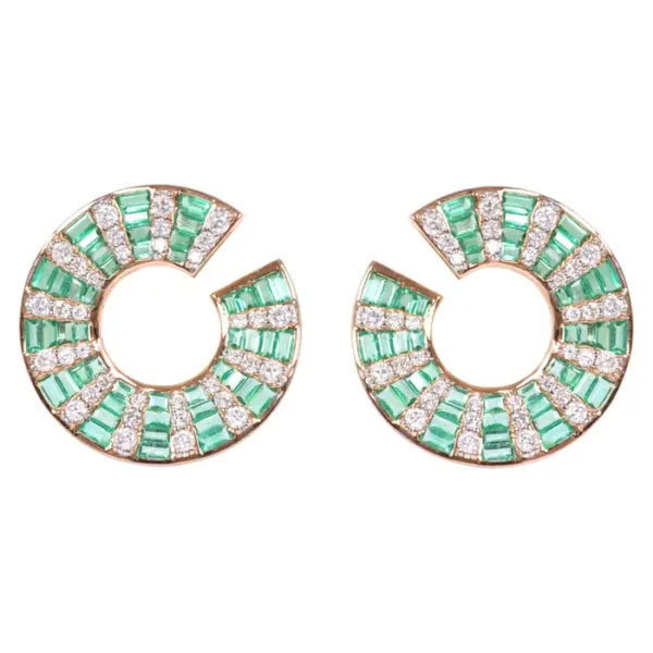 Natural Emerald and Diamond Earring