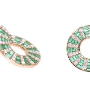 Natural Emerald and Diamond Contemporary Style Earring