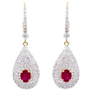 Diamond and Ruby Drop Earrings