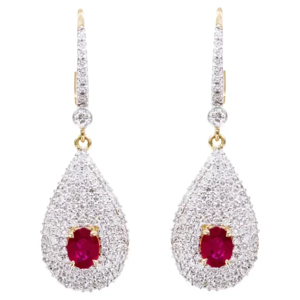 Diamond and Ruby Drop Earrings