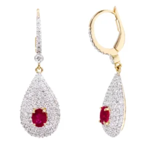 Diamond and Ruby Drop Earrings