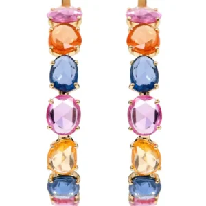 Multi-Color Sapphire Hoop Earrings